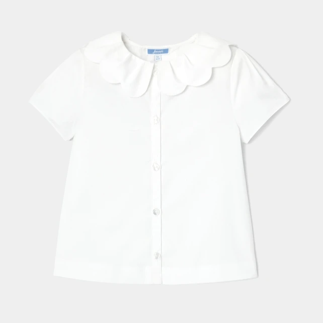 花瓣領平織上衣