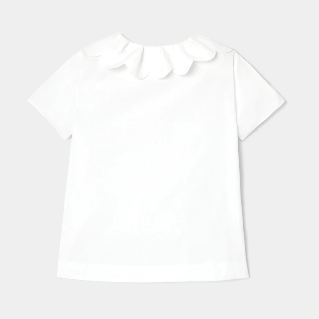 花瓣領平織上衣