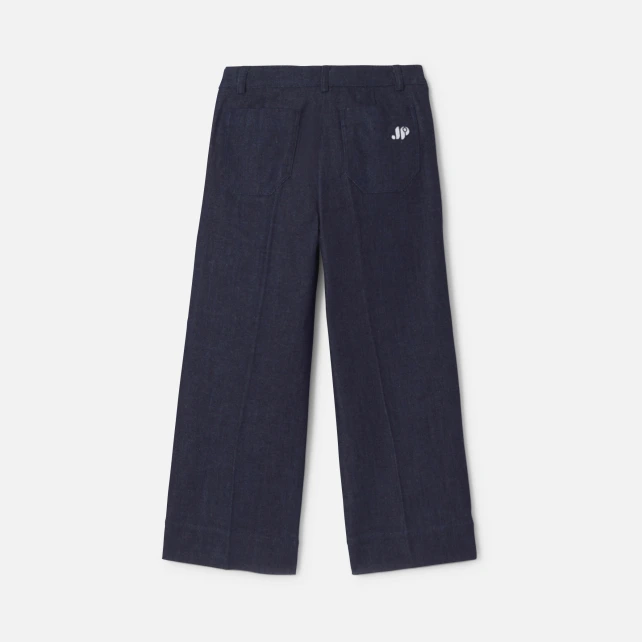 法式風格闊腿牛仔褲