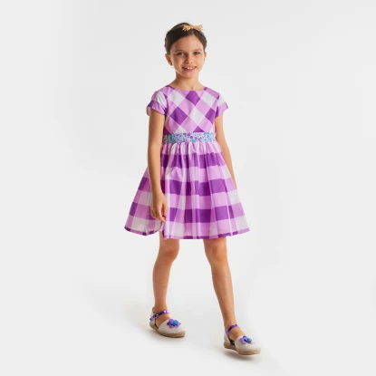 南法風情格子洋裝