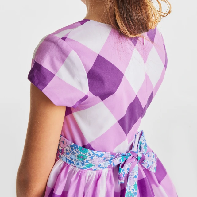 南法風情格子洋裝