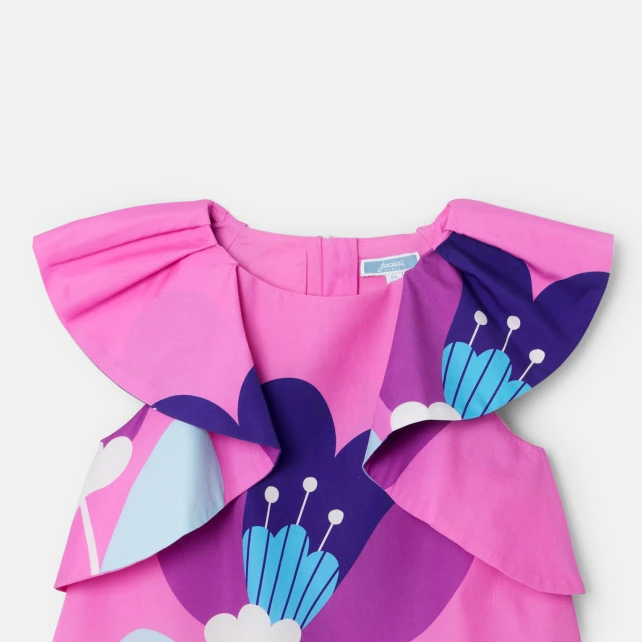 女童荷葉袖大花背心裙