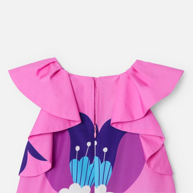 女童荷葉袖大花背心裙