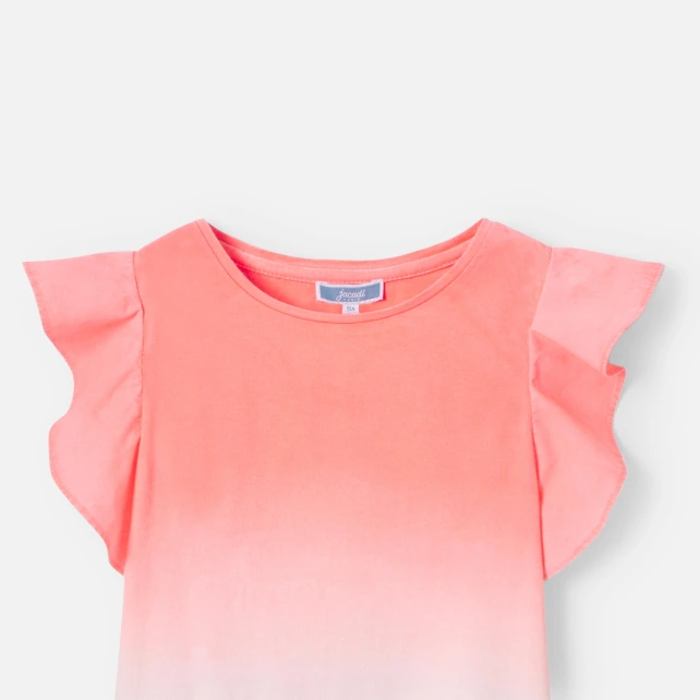 漸層色荷葉邊袖 T 恤