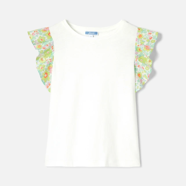 Liberty 布料荷葉邊袖 T 恤