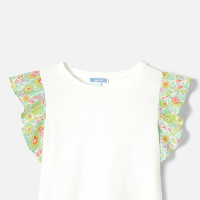 Liberty 布料荷葉邊袖 T 恤