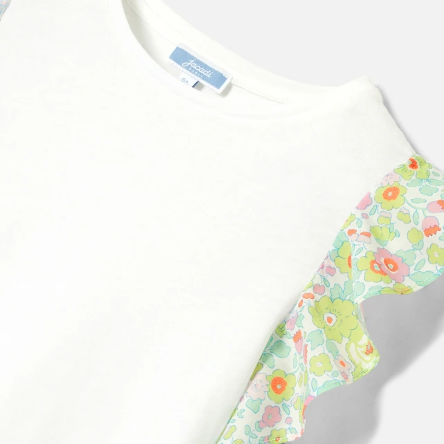 Liberty 布料荷葉邊袖 T 恤