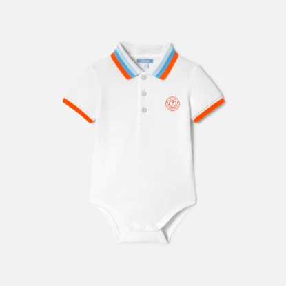 條紋領片連身衣