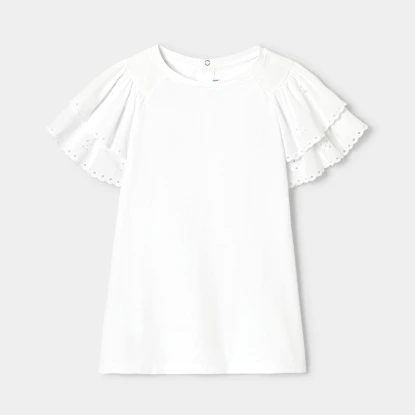 女童雙層荷葉邊袖 T 恤