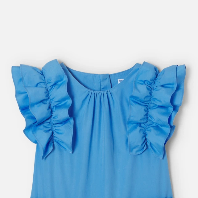 層次感荷葉邊袖洋裝