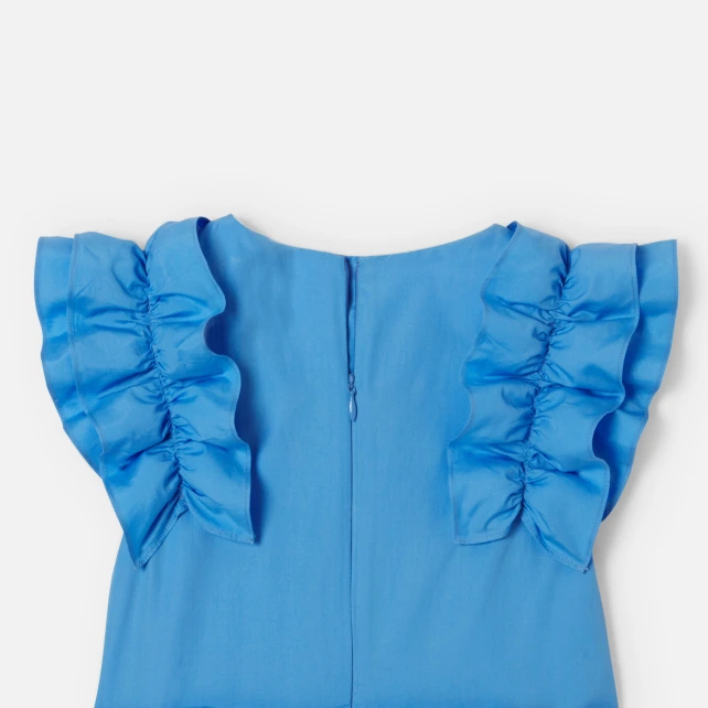 層次感荷葉邊袖洋裝