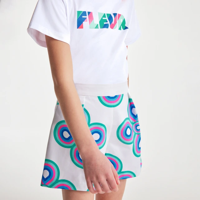 花卉華達呢短褲