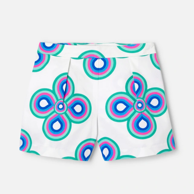 花卉華達呢短褲