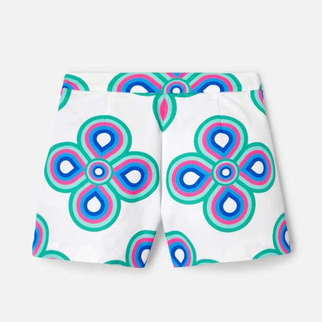 花卉華達呢短褲