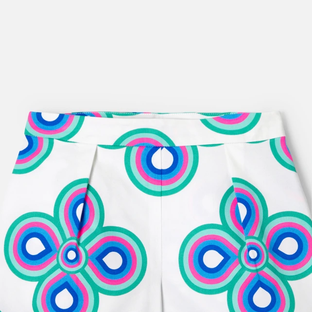 花卉華達呢短褲