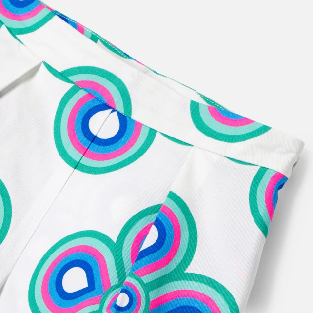 花卉華達呢短褲