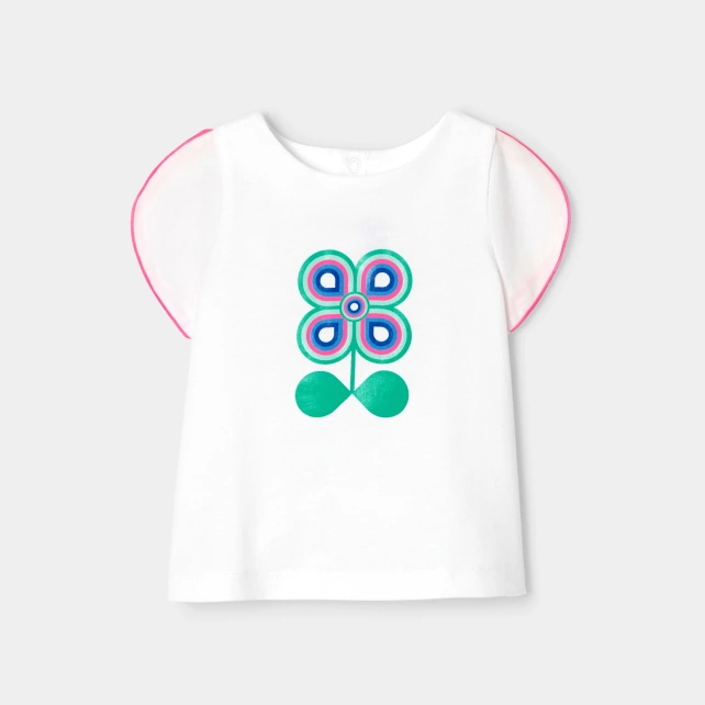 短袖復古花朵圖案T恤