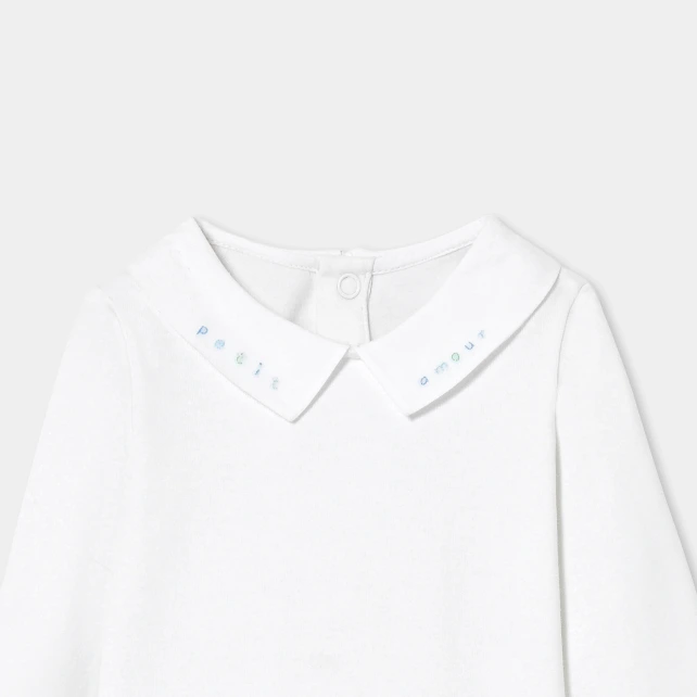 刺繡府綢領連身衣