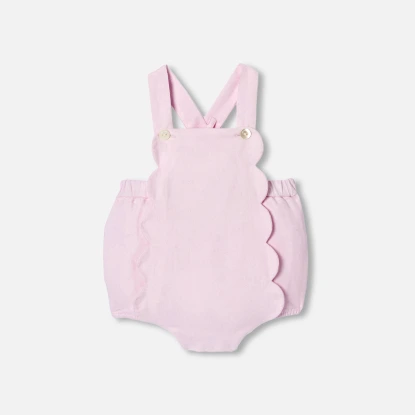 細絨花瓣邊吊帶褲