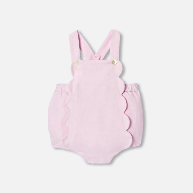 細絨花瓣邊吊帶褲