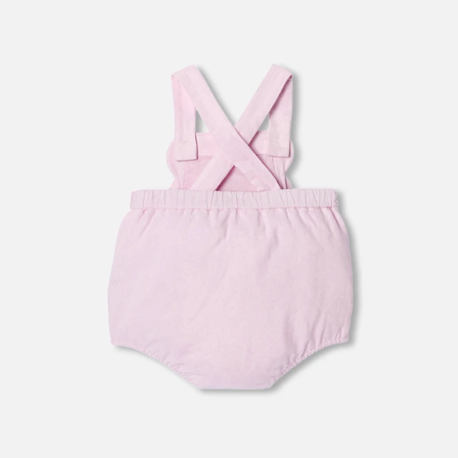 細絨花瓣邊吊帶褲