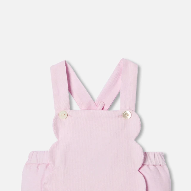 細絨花瓣邊吊帶褲