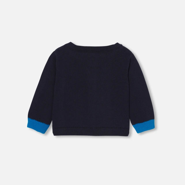 嵌花針織開襟毛衣