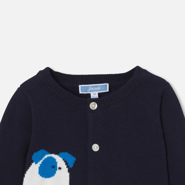 嵌花針織開襟毛衣