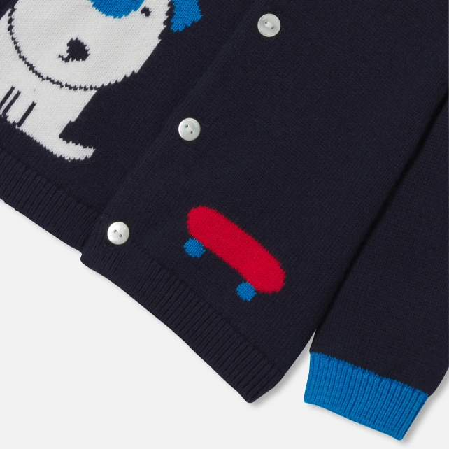 嵌花針織開襟毛衣