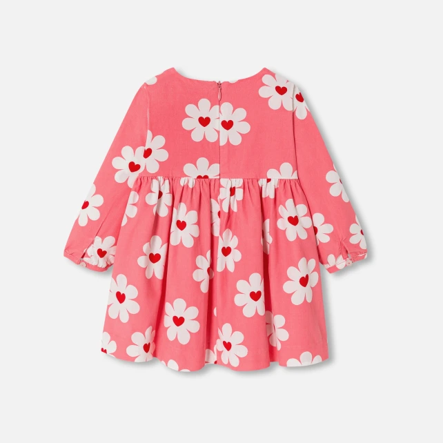 細條絨印花洋裝