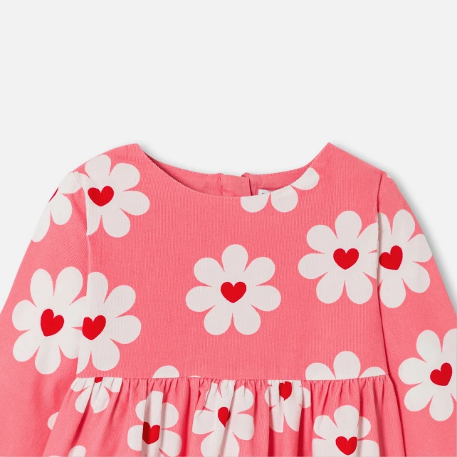 細條絨印花洋裝