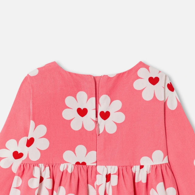 細條絨印花洋裝