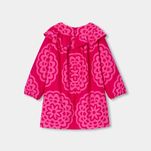 細條絨印花洋裝