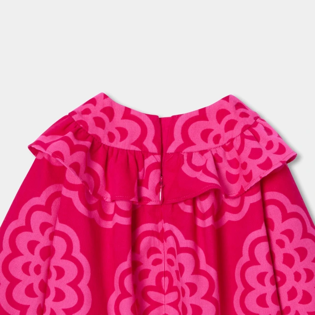 細條絨印花洋裝