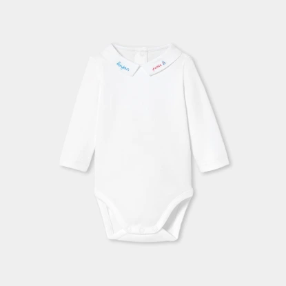 刺繡府綢領連身衣