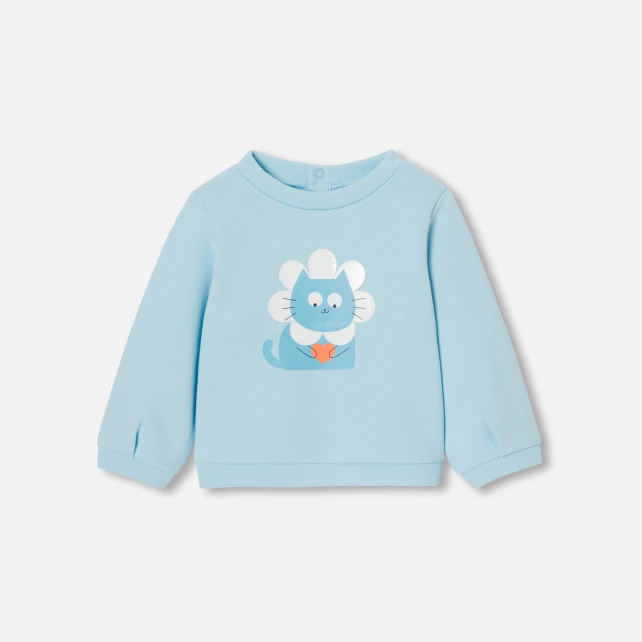 小貓印花刷毛休閒衫