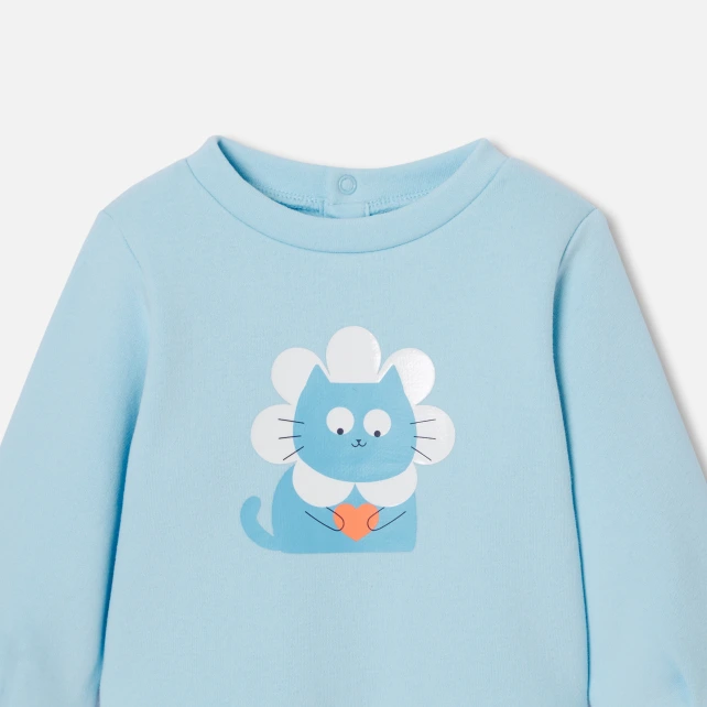 小貓印花刷毛休閒衫