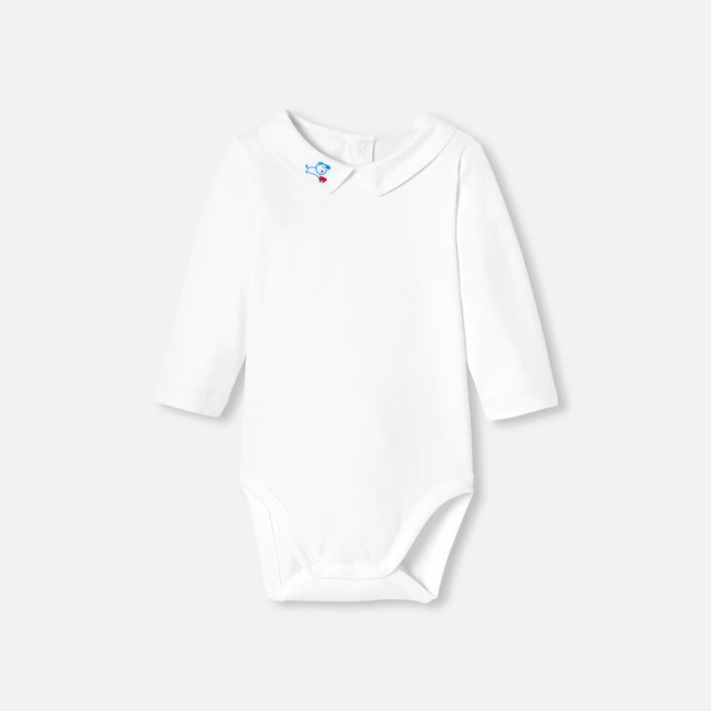 刺繡府綢領連身衣