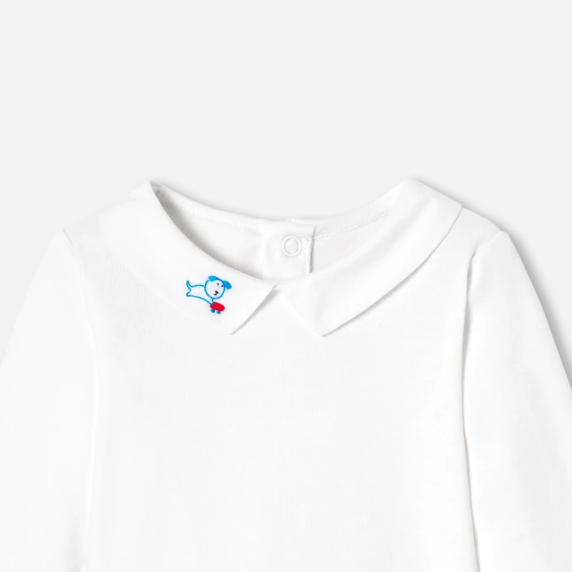 刺繡府綢領連身衣