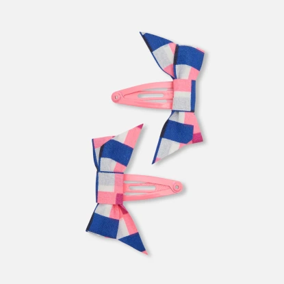 格紋蝴蝶結髮夾組
