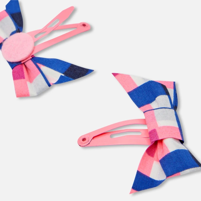 格紋蝴蝶結髮夾組