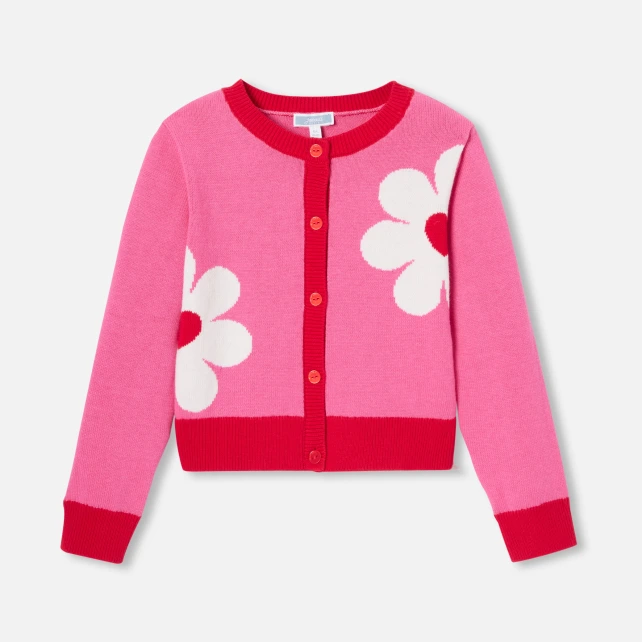 愛心花朵開襟毛衣