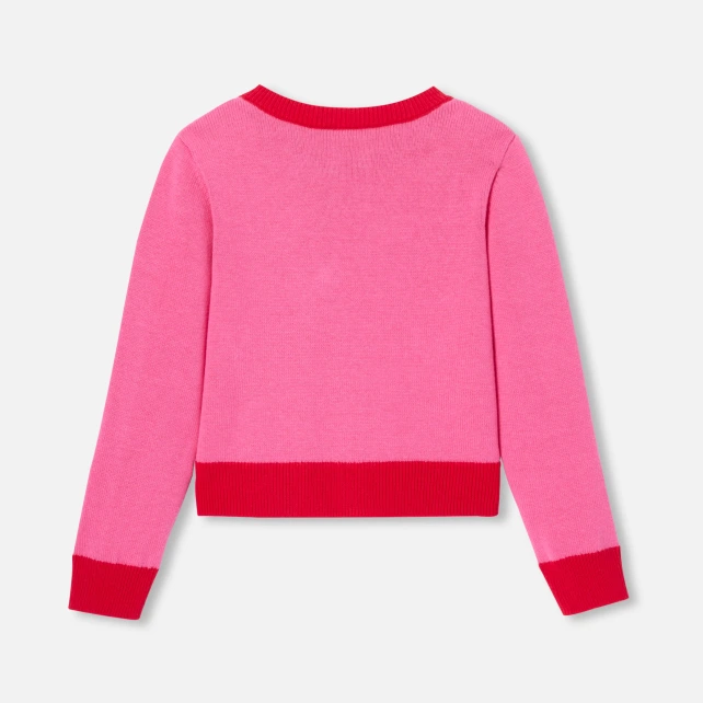 愛心花朵開襟毛衣