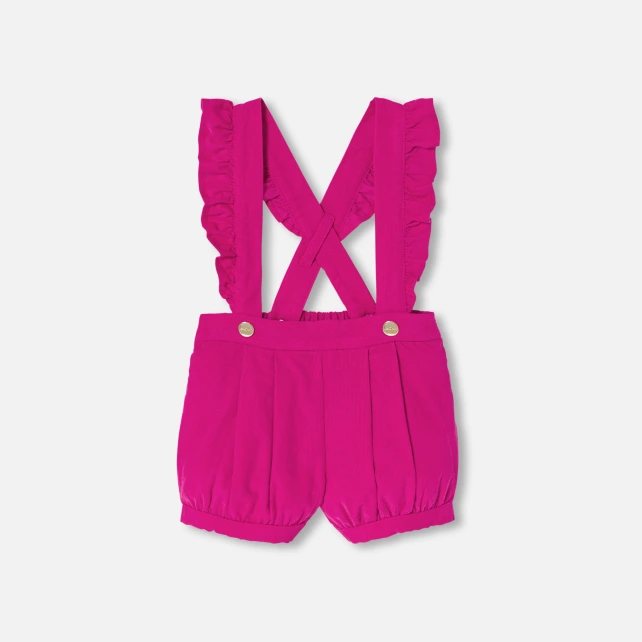 細條絨吊帶短褲