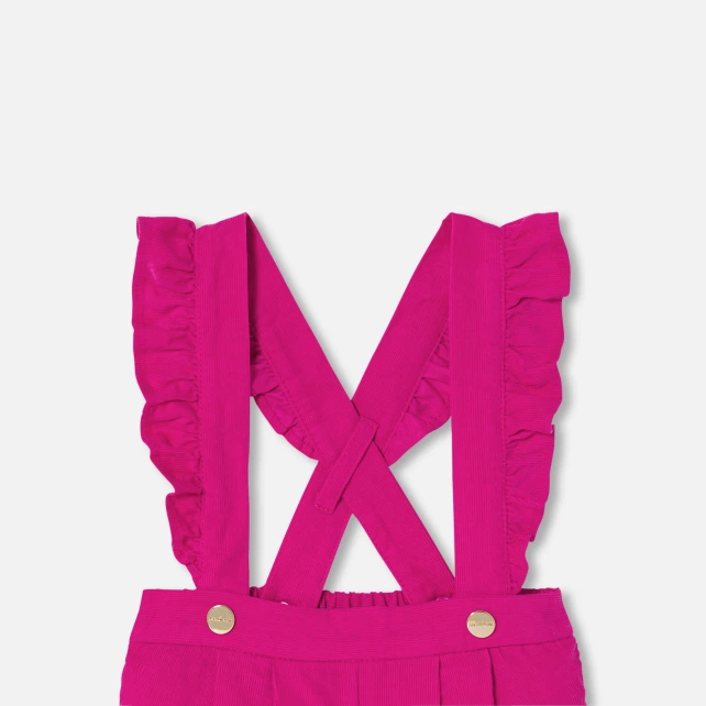 細條絨吊帶短褲