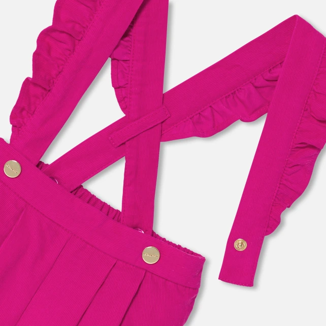 細條絨吊帶短褲