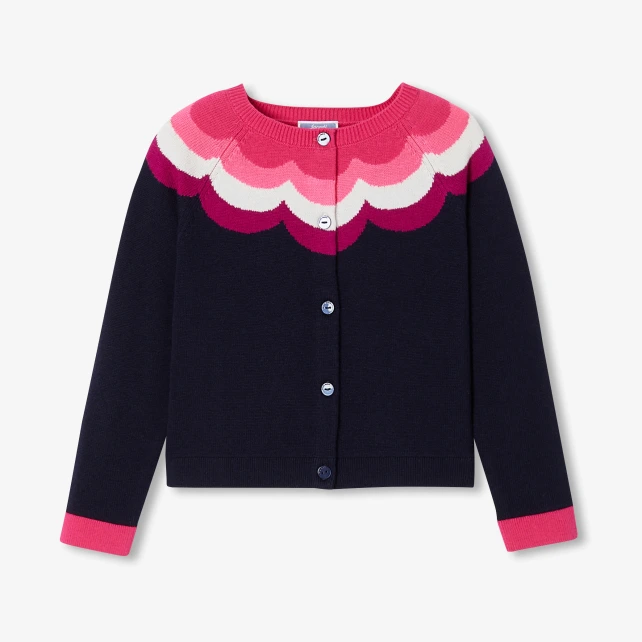 嵌花羊毛開襟衫