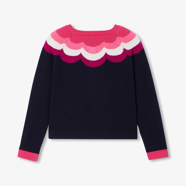 嵌花羊毛開襟衫