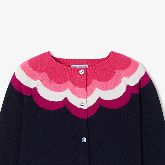 嵌花羊毛開襟衫