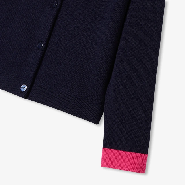 嵌花羊毛開襟衫